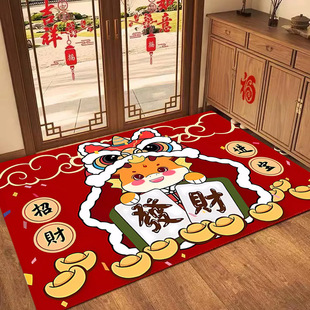 2024入户门垫红色蛇年喜庆玄关脚垫婚庆家用地垫地毯卡通 新款