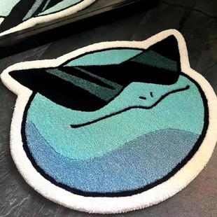 墨镜杰尼龟脚垫卧室床边毯仿羊绒吸水浴室地毯卫生间入户门地垫