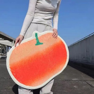 ins渐变水果地毯浴室吸水防滑仿羊绒卡通家用地垫床边毯异形毯子