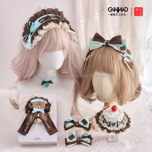 原创手作薄巧lolita小物蛋糕小礼帽薄荷巧克力发带洛丽塔发饰对夹