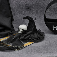 Original Lolita Gothic, dark, versatile Halloween flat hat, Witch, top hat, headwear and hair accessory thumbnail 7