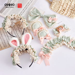 小熊童子手作小物KC粉绿头饰可搭奶兔剧场Lolita洛丽塔发饰头饰女