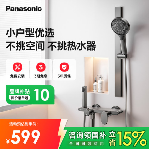Panasonic松下花洒套装淋浴枪灰色无顶喷极简花洒小户型优选H1