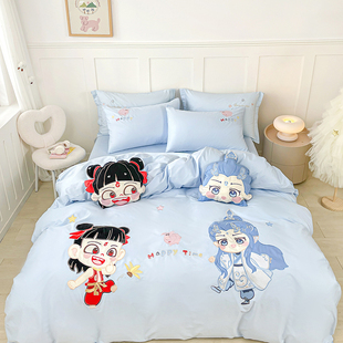 全棉四件套学生套件 卡通贴布绣春夏新款 2025新款 大版