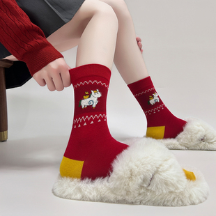 原创过年大红袜子无骨女袜马年结婚本命年好事发生平安喜乐新年袜