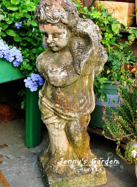 法式风复古人物做旧陶土摆件