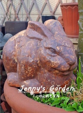 兔年吉祥 限定粗陶上釉大兔子摆件 厚重草坪装饰 外贸样品