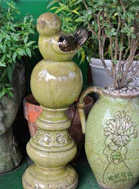 美式风庭院陶土鎏金做旧玄关摆件