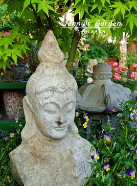 禅意风庭院复古做旧粗陶造景佛像