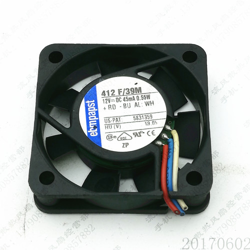 原装德国ebmpapst TYP412F/39M 4010 12V 45MA 0.55W 3线静音风扇
