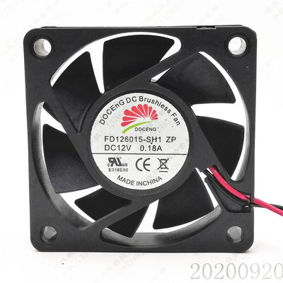 全新 DOCENG FD126015-SH1 ZP 6015 12V 6cm 0.13A 静音散热风扇