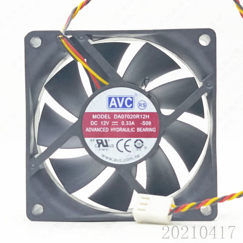 原装AVC DA07020R12H 12V 0.33A 7020 7CM CPU 3线静音散热风扇