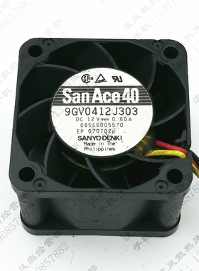 原装三洋 SANYO 9GV0412J303 12V 0.60A 4CM 4028 3线  风扇