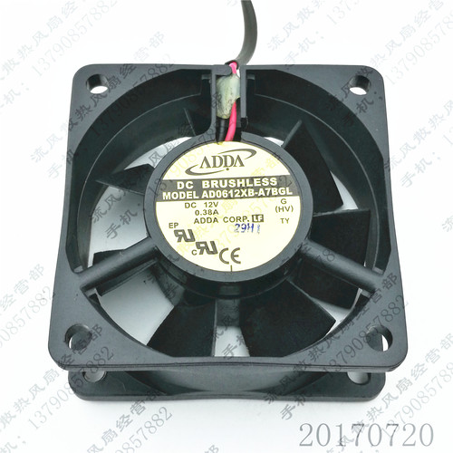 原装 ADDA 6025 AD0612XB-A7BGL 12V 0.38A 6CM 2线 电源散热风扇