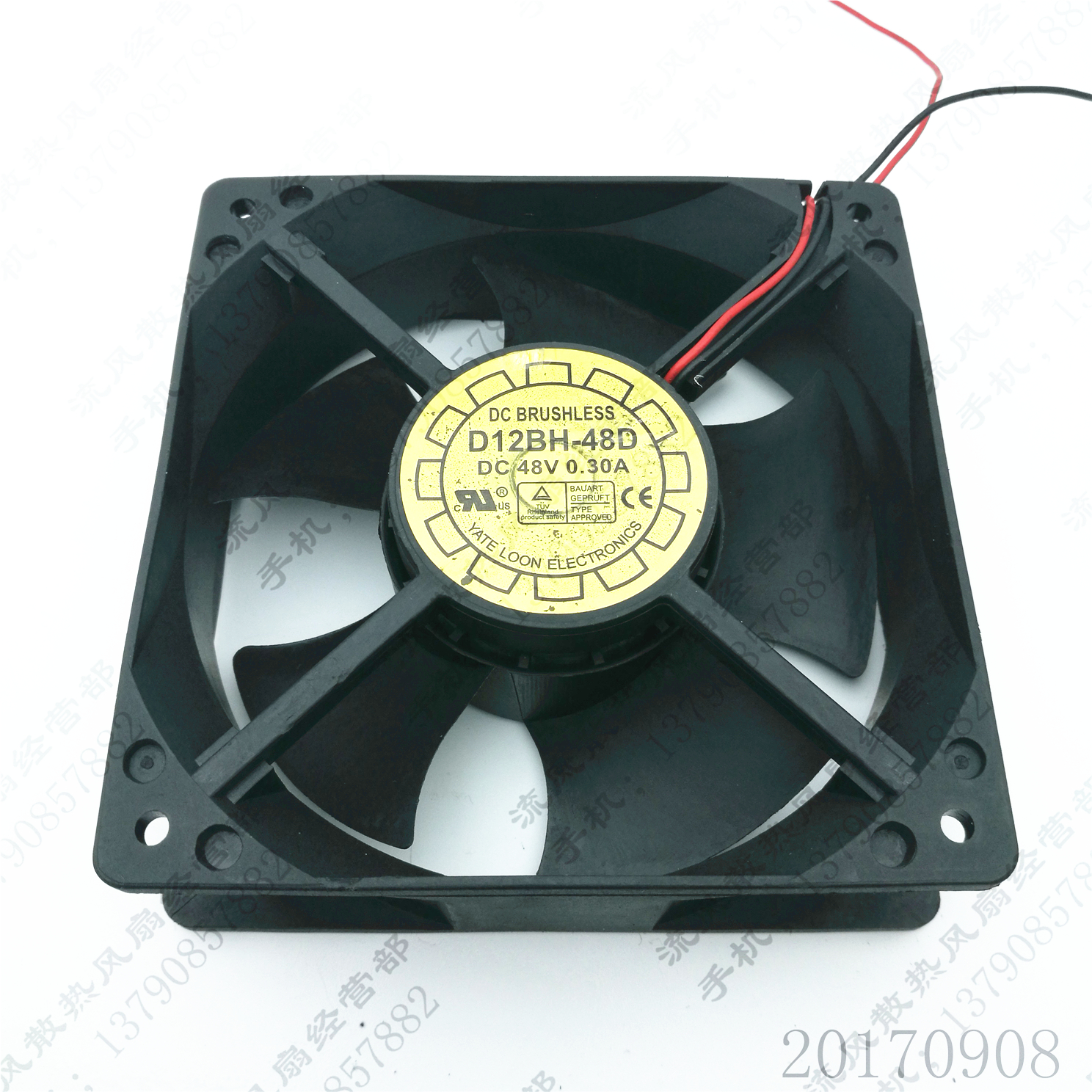 原装悦轮 D12BH-48D 48V 0.3A 12038 12CM 2线 设备电源散热风扇