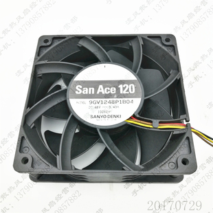 12038 12CM 48V 原装 4线 9GV1248P1B04 0.43A 增压散热风扇 三洋