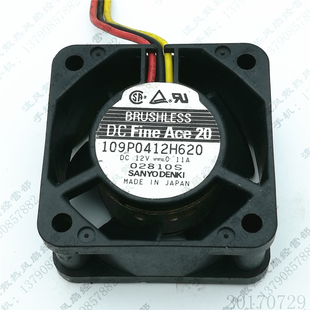 12V 109P0412H620 0.11A 4CM 南北桥电源散热风扇 原装 4020 三洋
