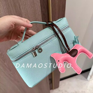 Damaostudio粉色真皮LP19手提包gigi同款牛皮饭盒包单肩斜挎包包