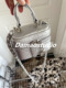 Damaostudio银色小香风mini菱格链条化妆盒子斜跨迷你小废包包女