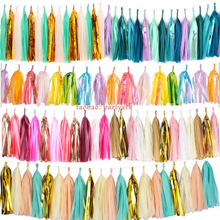 彩色纸流苏横幅宝宝生日派对独角兽美人鱼背景布置tassel banner