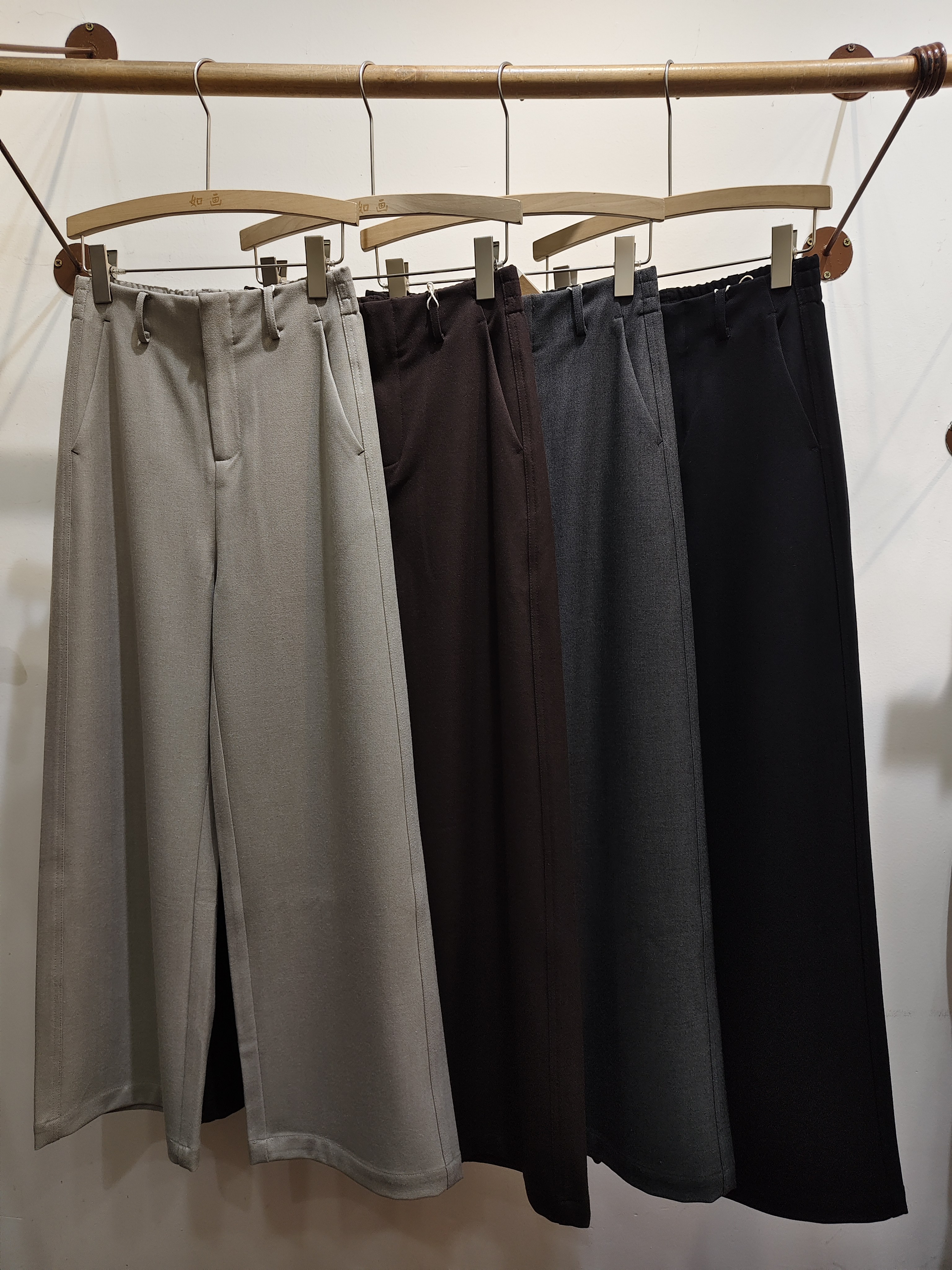 原创高腰A版显瘦时装裤2026秋新品百搭气质直筒裤半松紧腰西装裤