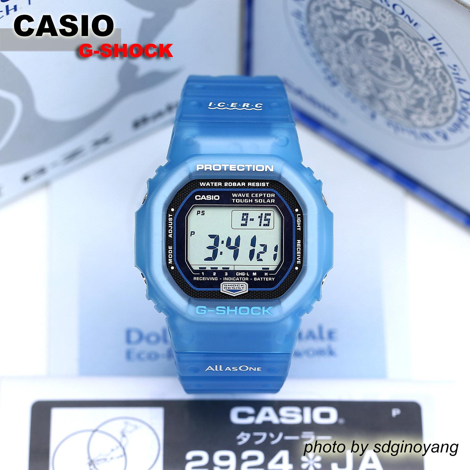 CASIO卡西欧G-SHOCK GW-5600KJ-2JR方块海豚鲸鱼保护协会全新结束