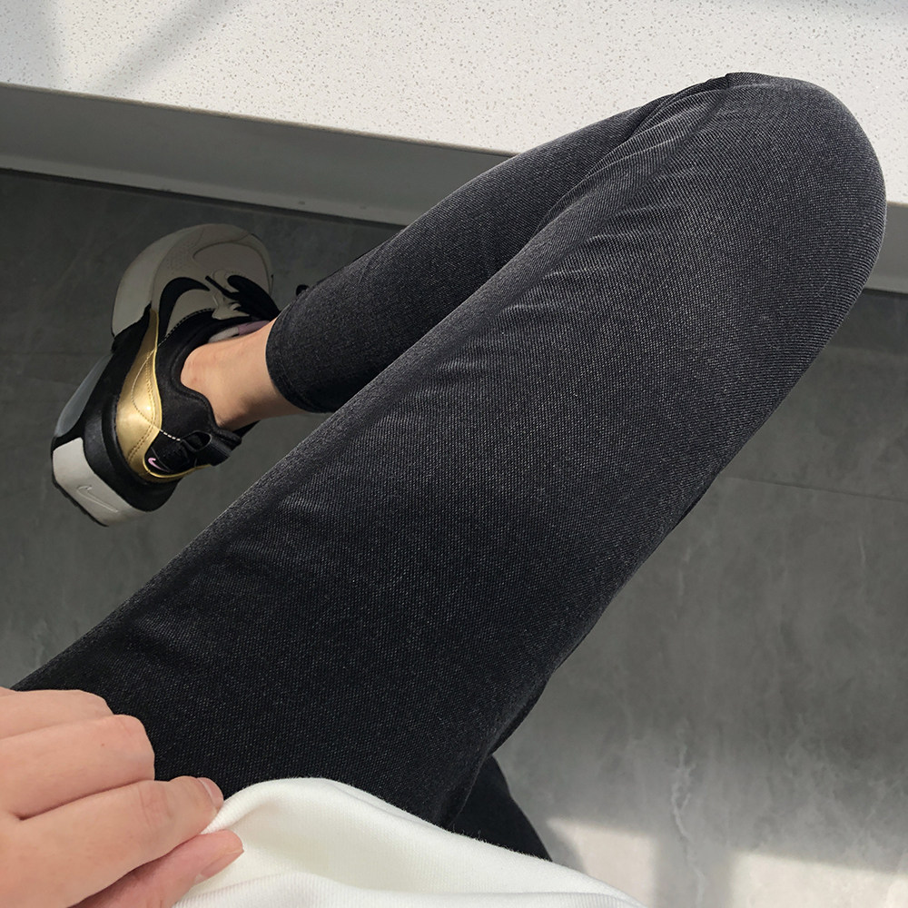 阿比鹿 提臀收胯舒适弹力魔术小脚裤靴裤 模特图灰色 小 卡码拍大