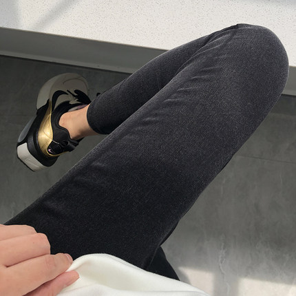 阿比鹿 提臀收胯舒适弹力魔术小脚裤靴裤 模特图灰色 小 卡码拍大