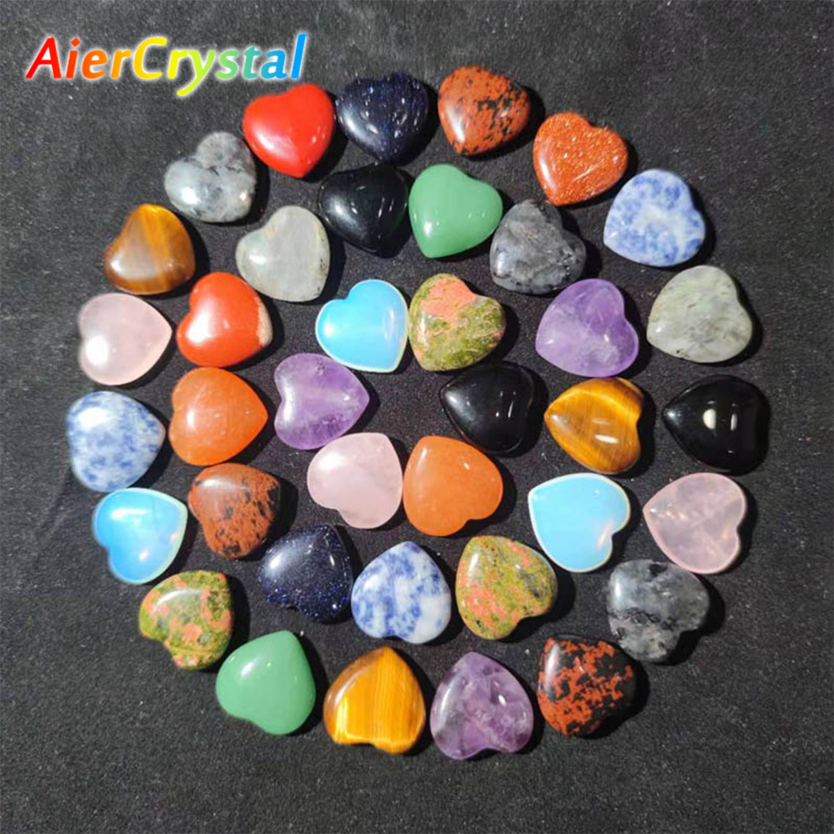 迷你纯天然水晶爱心7件套装许愿石治愈能量水晶情人节礼物收藏