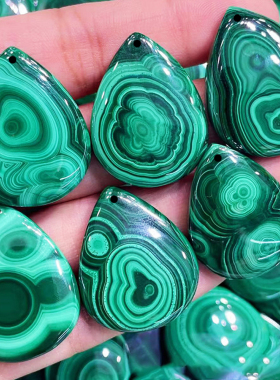 天然孔雀石水滴毛衣吊坠