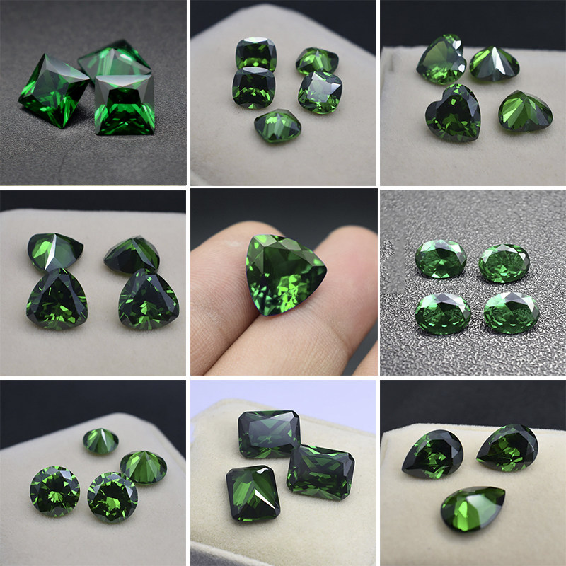 人工绿锆石仿祖母绿戒指吊坠DIY珠宝饰品材料小清新冰种通透礼物