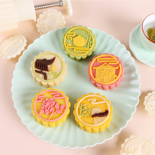 如意坊2024年新品75g传统国潮文创月饼模具茶壶广式手压中秋