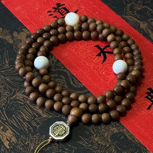 道系手串手作正品印度老山檀108卡6配深海多圈流珠