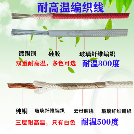 高温线 硅胶编织云母耐高温500度0.75/1/1.5/4/6平方耐火阻燃电线