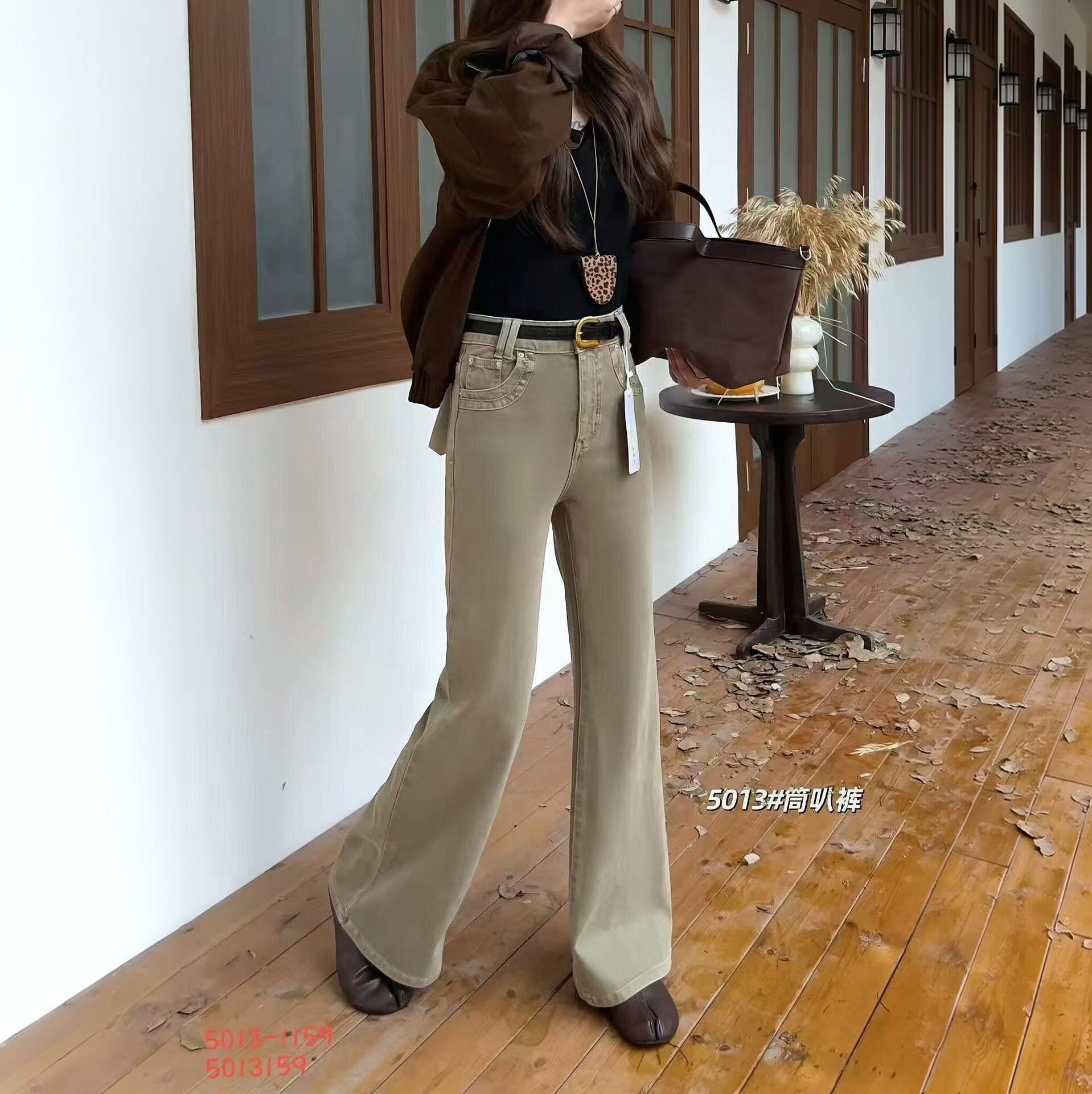 5013筒喇裤新款弹力不贴腿喇叭裤女2026高腰显瘦微喇裤牛仔裤女