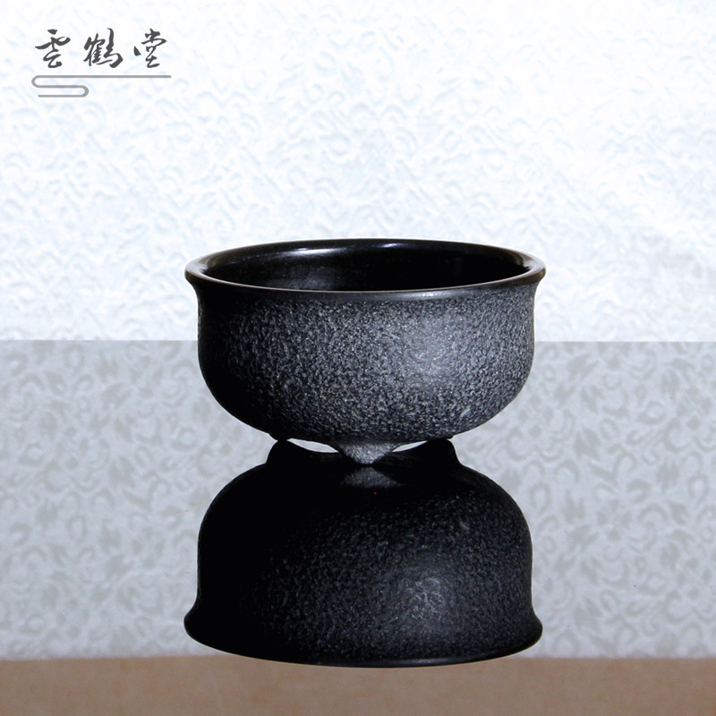 云鹤堂 乌金石冰碛岩石茶杯 个性手工复古艺术石茶杯主人杯