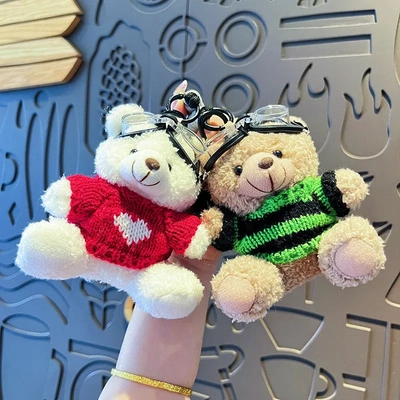 创意毛绒变装毛衣小熊钥匙扣挂件可爱卡通公仔女生包包挂件小礼品