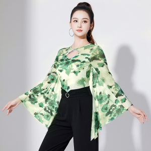 新款摩登舞上衣女华尔兹舞蹈服连体衣国标交谊舞拉丁舞2023比赛服