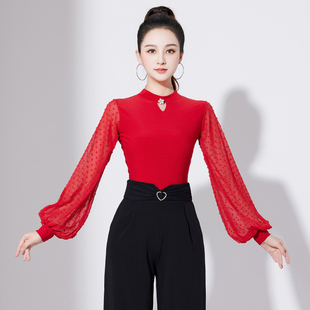 摩登舞上衣女新款时尚洋气舞蹈练功服2025跳拉丁舞交谊舞广场演出