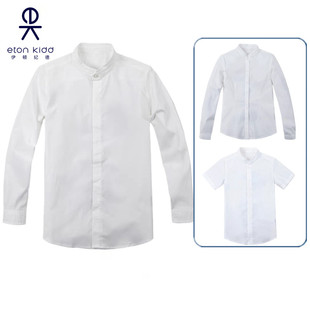 立领儿童白衬衫 伊顿纪德校服学院风夏季 中式 衬衫 15C101 男女童短袖