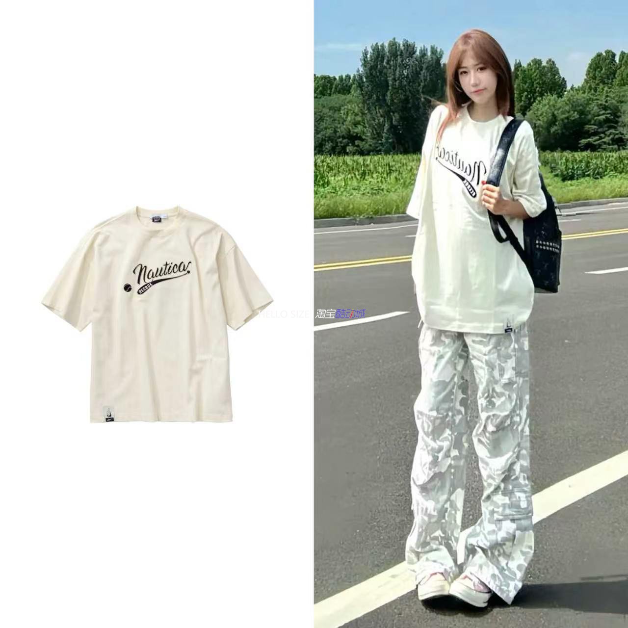 高端 联名 Nautica x Reebok Graphic Baseball Tee 男子秋冬短袖