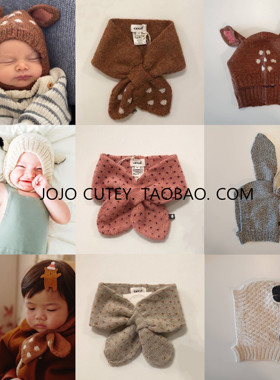 ins爆款oeuf秋冬男女儿童宝宝柔软美利奴羊毛针织围巾围脖帽子