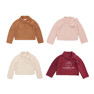 女童mp可爱蝴蝶领结毛衣针织衫