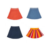 2025春夏新款 fub女童宝宝有机棉柔软针织学院风竖琴百褶裙半身裙