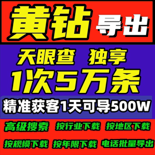 天眼查数据黄钻会员VIP 单次5万条独享 企业数据查询批量下载导出