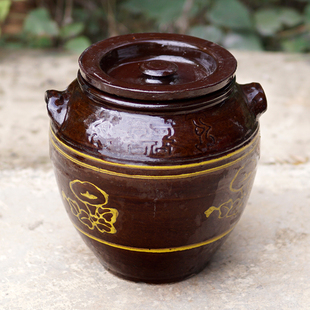 猪油罐子土陶猪油缸传统老土缸5L复古油坛子调料罐陶罐带盖子油壶