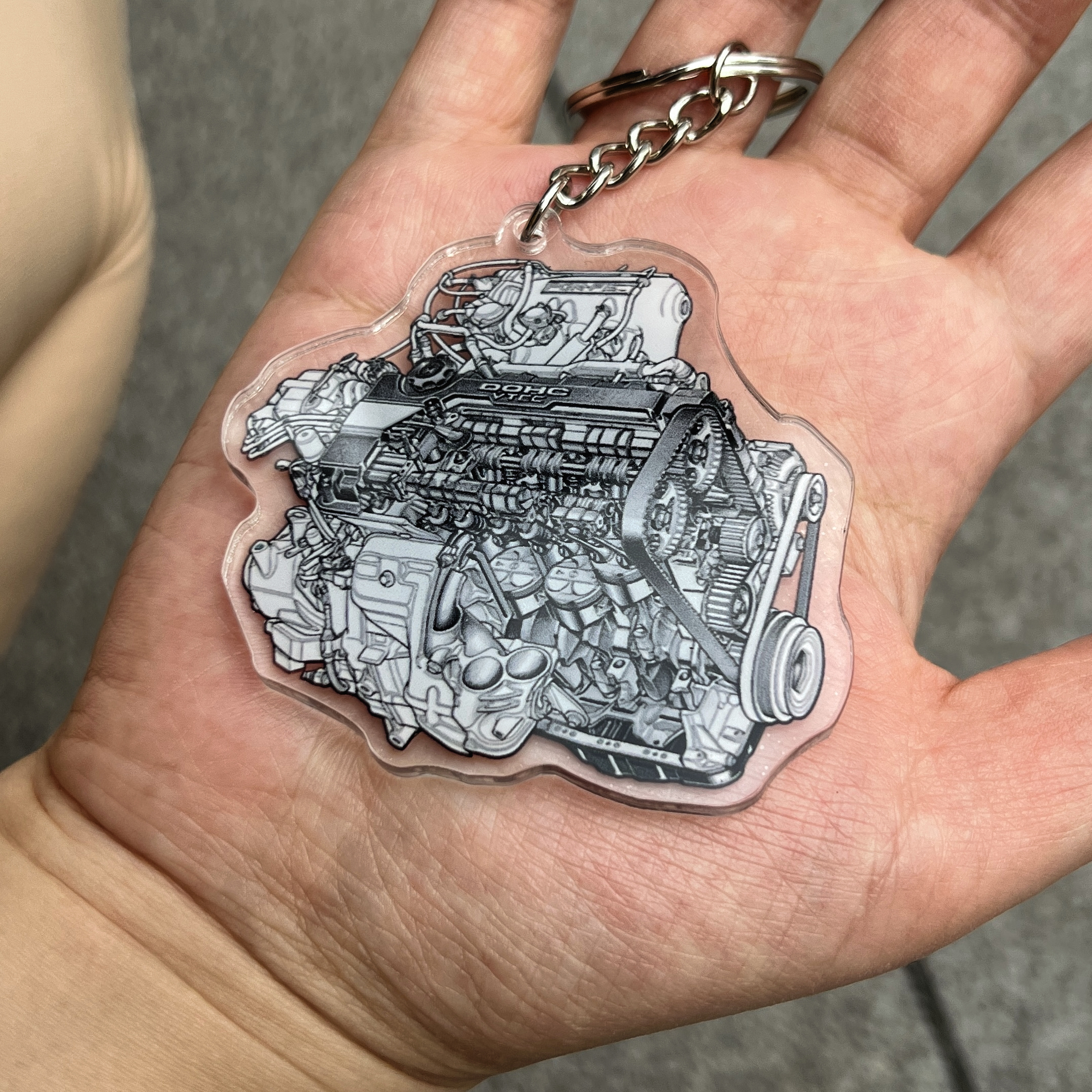 双层双面亚克力JDM钥匙扣挂件