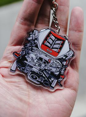 超跑GTR引擎V38DETT翼豹EJ20汽车EVO双层双面亚克力JDM钥匙扣挂件