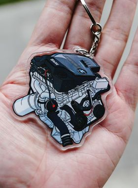 汽车发动机S58引擎W18翼豹EJ20汽车双层双面亚克力JDM钥匙扣挂件