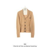 雪国列车 纯色简约开衫 毛衣针织衫 女长袖